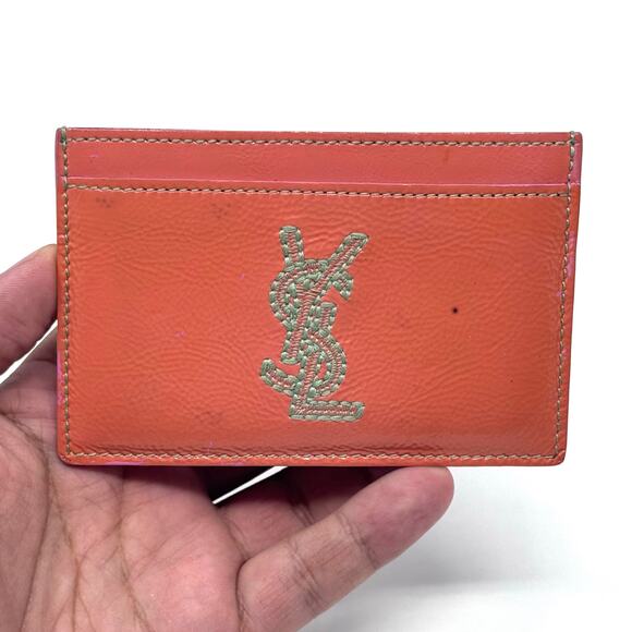 YSL Embroidered Cardholder Wallet - Picture 4 of 14